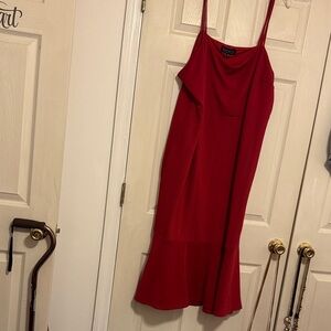 Eloquii Red Midi Dress with Spaghetti Straps